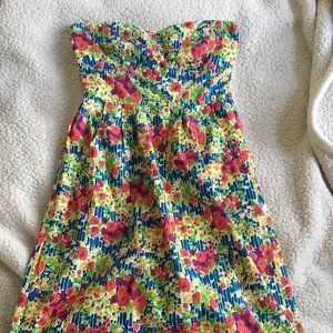 Anthropologie Floral Strapless Dress